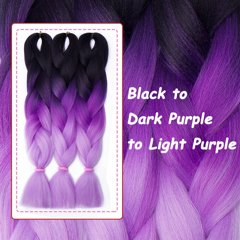 Multi Colored Afro Crochet Braids Hair Extensions Straight Jumbo Braiding Ombre - Picture 38 of 67