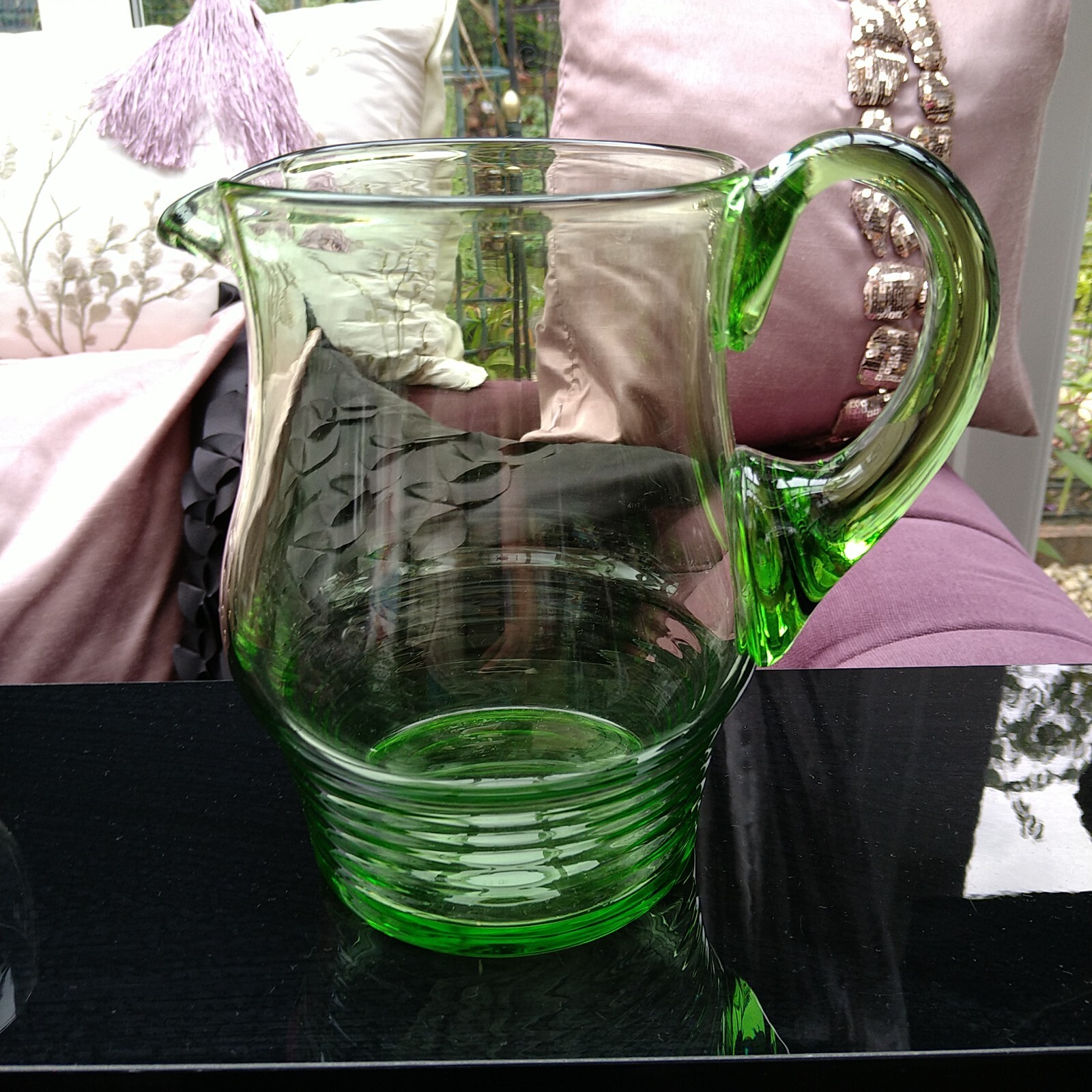 A Vintage Seven Piece Green Glass Lemonade Set eBay