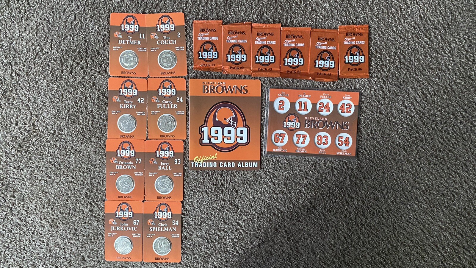 1999 Cleveland Browns Collectible Coins and Full browns trading card