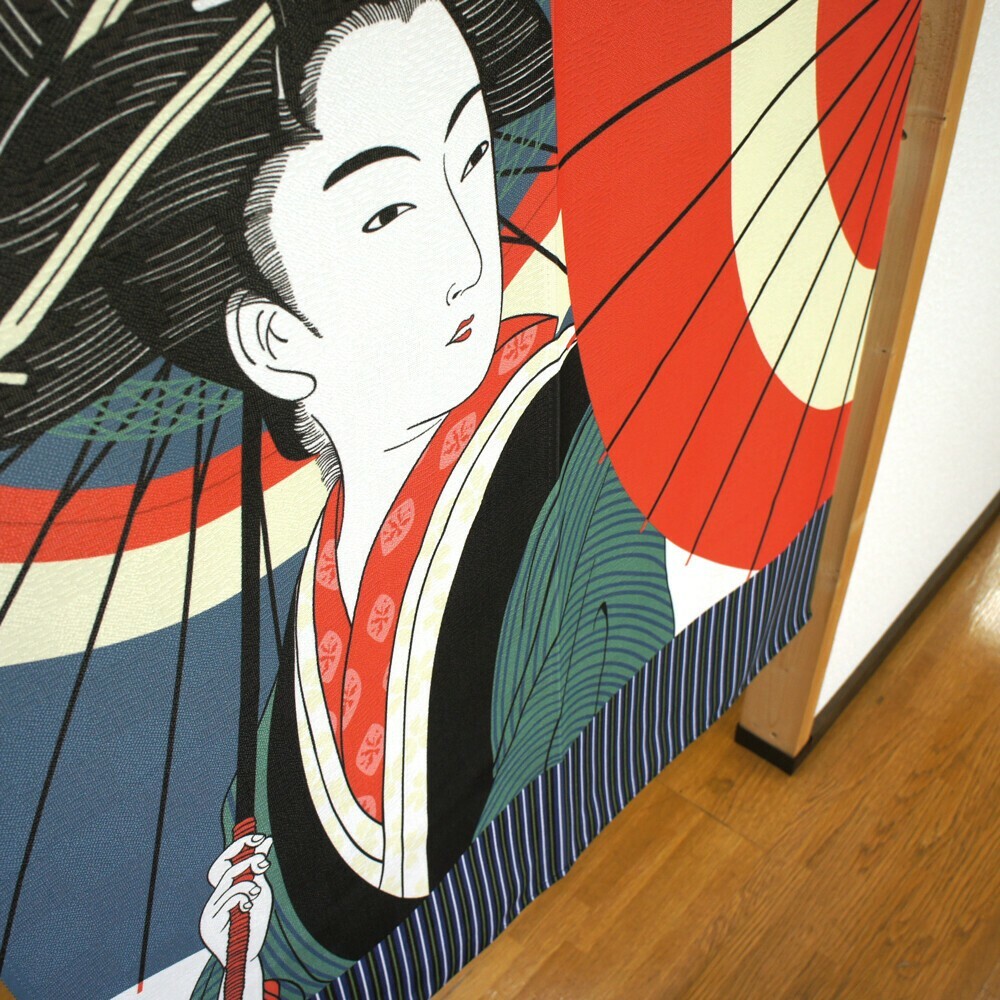 Noren Japanese Door Curtain Ukiyo-e 150*85㎝ Bangasa Woman with an