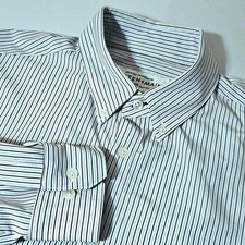 Mint MIZZEN  MAIN Trim Fit Leeward Performance Blue Stripe Long Sleeve Shirt XL