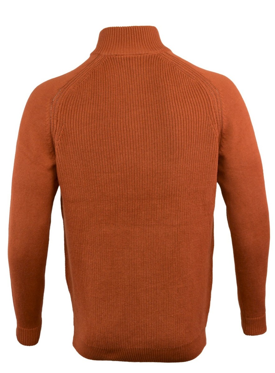 Men's Navy Blue Cotton Funnel Neck Jumper – Thick Knit Winter Top With 1/4 Zip (M-XXL)