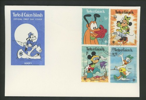 Disney FDC Turks & Caicos Islands #399-407 SET OF 2 Goofy Mickey Minnie Donald