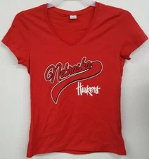University of Nebraska Cornhuskers Red S/S Women's V T-Shirt NWT Choose Size