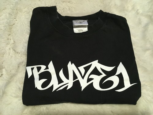 Blaze 1 Men's T Shirt Black with White Blaze 1 Print Size Large - Picture 7 of 7