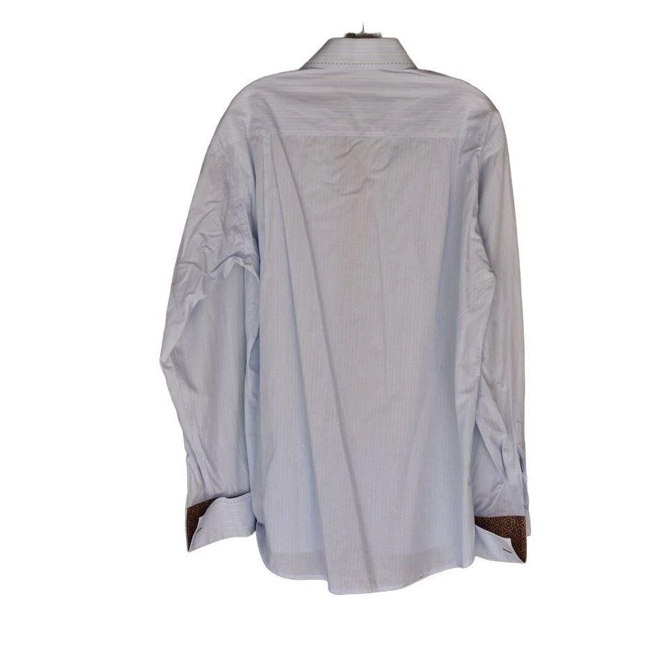 Axxess Light Blue Pinstripe French Cuff Dress Shirt M - Image 2 of 4