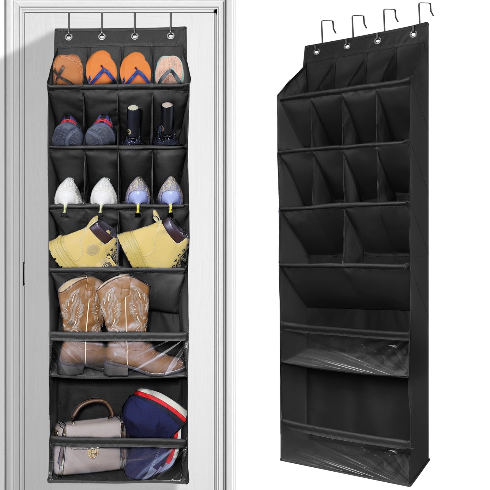 Over The Door Hanging Shoe Organizer with Extra Large Pockets Fast Shipping-image