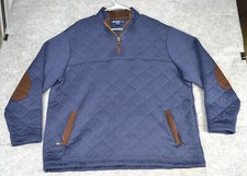 Cremieux Mens Sweater Navy Blue 1/2 Zip Pullover Quilted Shirt Size 2XL XXL