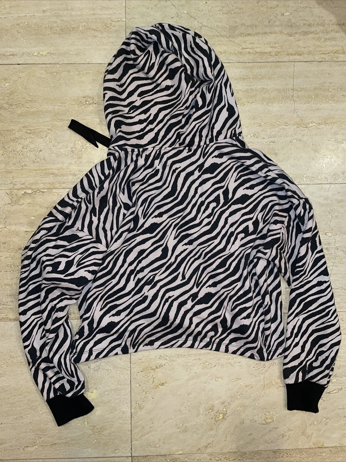 UNDERCOVER Victoria's Secret Lounge Crop Felpa con Cappuccio Zebra Sciolta Donna Small