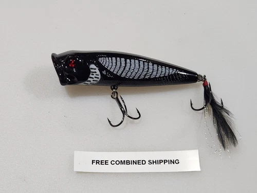 River2Sea Bubble Pop 88 Topwater Popper Loon Black Excellent Condition