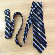 Chaps Neck Tie Men Black Blue Striped Silk Tie Simple Formal Business Suit Dress