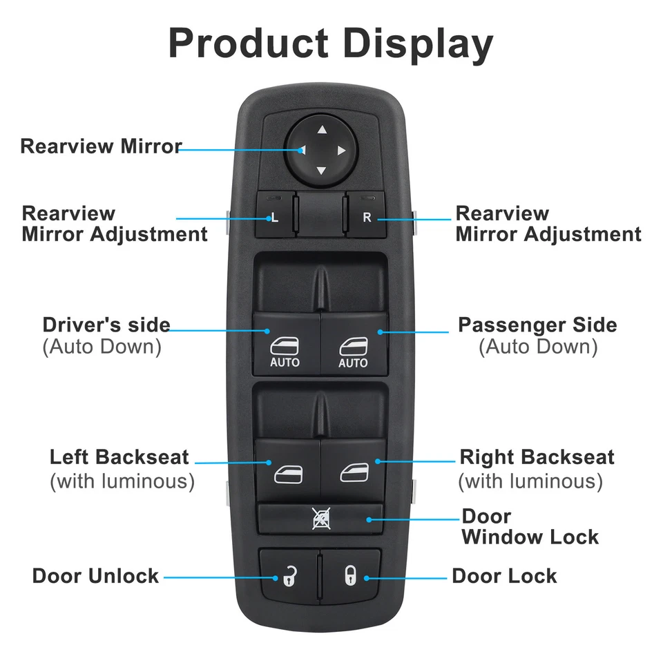Interruptor maestro de ventana eléctrica 4602863AB para Dodge Ram 1500 / 2500 / 3500 2009-2012 Foto 2 de 4
