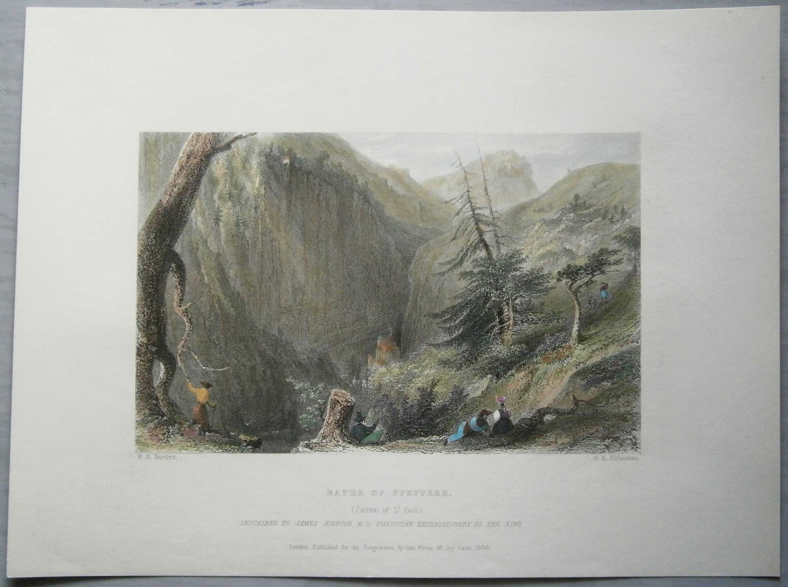 1836 Bartlett print BAD PFÄFERS, CANTON ST. GALLEN, SWITZERLAND (#56)