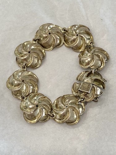 "Pulsera de plata de ley floral vintage 7"" México Marcel Boucher Parisina" - Imagen 3 de 4