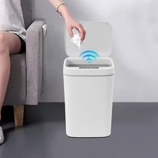 smart trash can 16L white waste bin for kitchen or office touchless senso