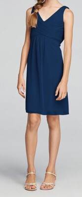 david's bridal cowl back bridesmaid dress NEW NWT Marine Blue Short Tank Sz 18 size: 10