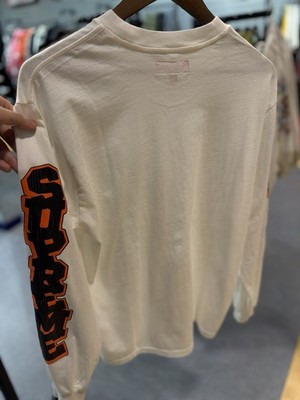 Supreme Cracked Long Sleeve Top Washed White Orange Size Small NEW