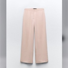 Zara Pink FULL LENGTH SATIN EFFECT PANTS Size Large