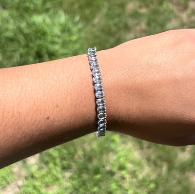 Genuine Blue Topaz Bracelet Natural Blue Topaz Tennis Bracelet 20 Carats