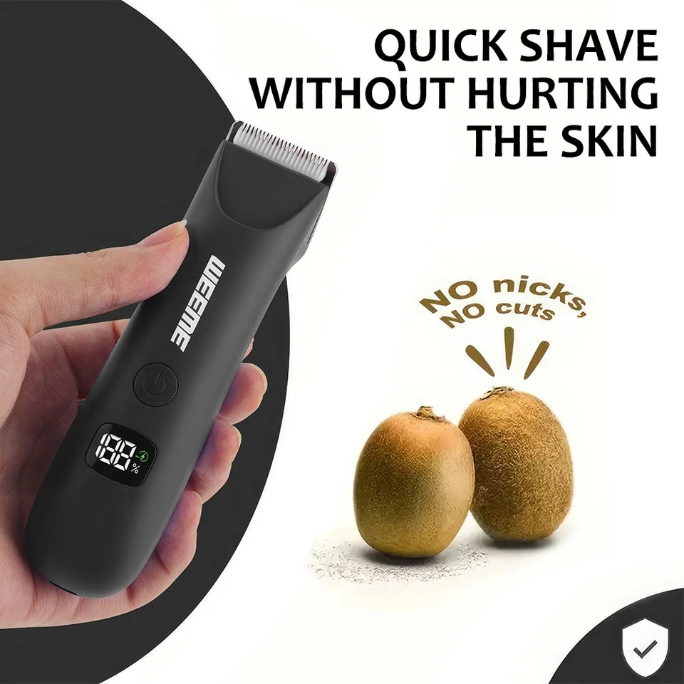 Cortadora de pelo púbico eléctrica para hombres ingle cuerpo bola de pelo afeitadora cortadora con LED USB Foto 4 de 4