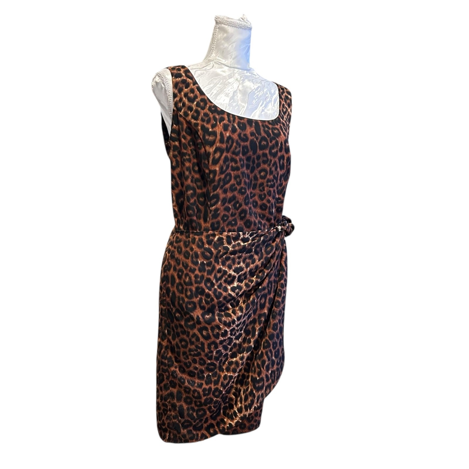 Vintage Basic Editions Leopard Print Wrap Dress S… - image 4