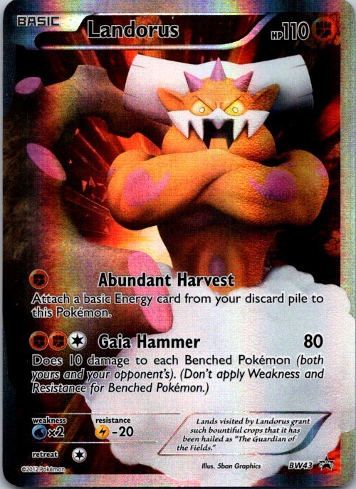 Pokemon Card - Landorus BW43 Black & White Holo - Lightly Played