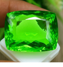 GIE Certified Natural Brazilian 400 Ct Cushion Cut Green Topaz Loose Gemstone A 