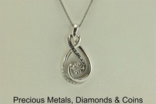 Sterling Silver 28mm x 14mm Diamond Accented Infinity Pendant 20" Chain