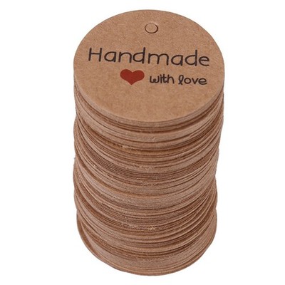 100pcs Brown Handmade Hang Label Hochzeit Gunst Geschenk Dessert Tags Schmu AL