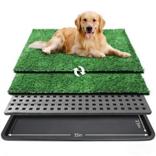 ondware Dog Grass Pad with Tray,35x23in Dogs Potty Tray with 2-Pack Upgraded ...