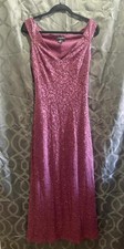 Burgundy Sequin Lace Formal Evening Gown Dress   Size M