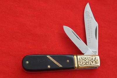 VINTAGE SCHRADE GDB1 GRAND DAD'S BARLOW KNIFE  NEVER USED SCROLLED BLACK SAW CUT