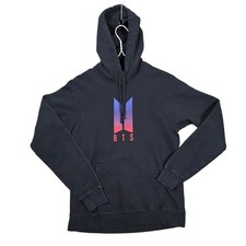 Port  Company BTS Hoodie Unisex Small Black K-Pop Graphic Sweatshirt GOOD