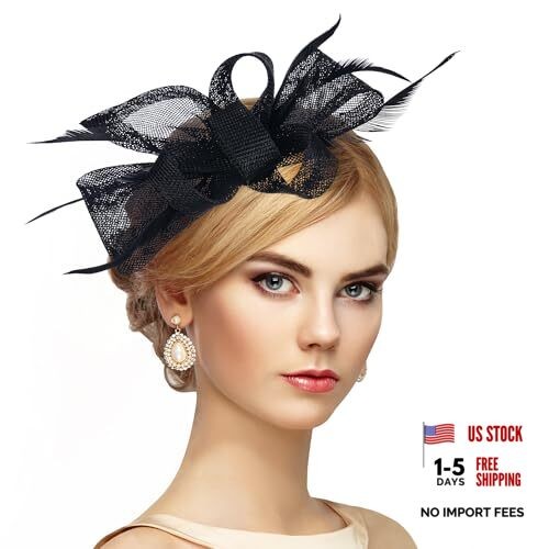 9291 Black Tea Party Hat- 2025 Kentucky Hat 1920s 50s Elegant Victoria Uqiangy Womens Hats Fashion Tea Party Hats for Women  main image 3