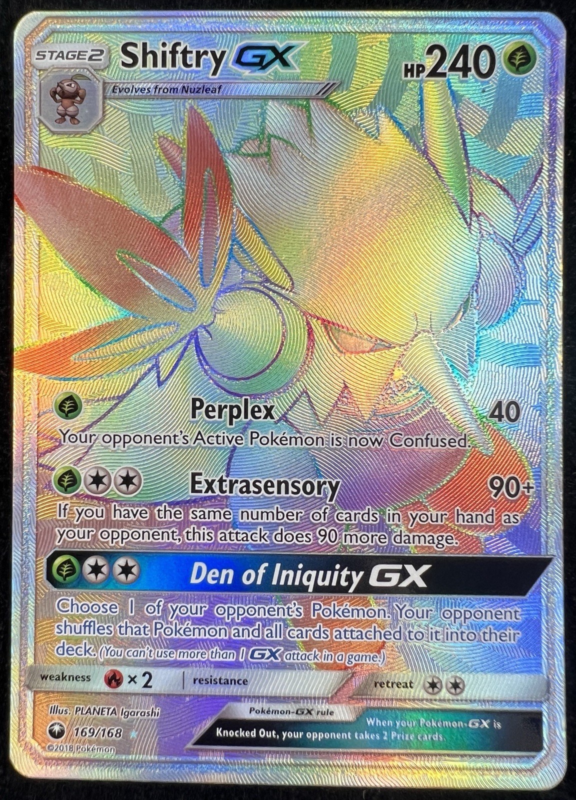 Shiftry GX 169/168 Celestial Storm Secret Rare Rainbow Rare Pokemon Card - NM