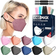 50 Pack 5 Layer KN95 Face Masks Disposable Adults Wildfire Smoke Dust Hospital