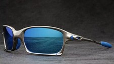 Oakley X-metal Squared Polarized Sunglasses Silver Frame/Blue Lenses