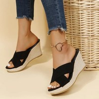 Women Platform Wedge Sandals Open Toe Casual Summer Beach Shoes Fashion Slippers