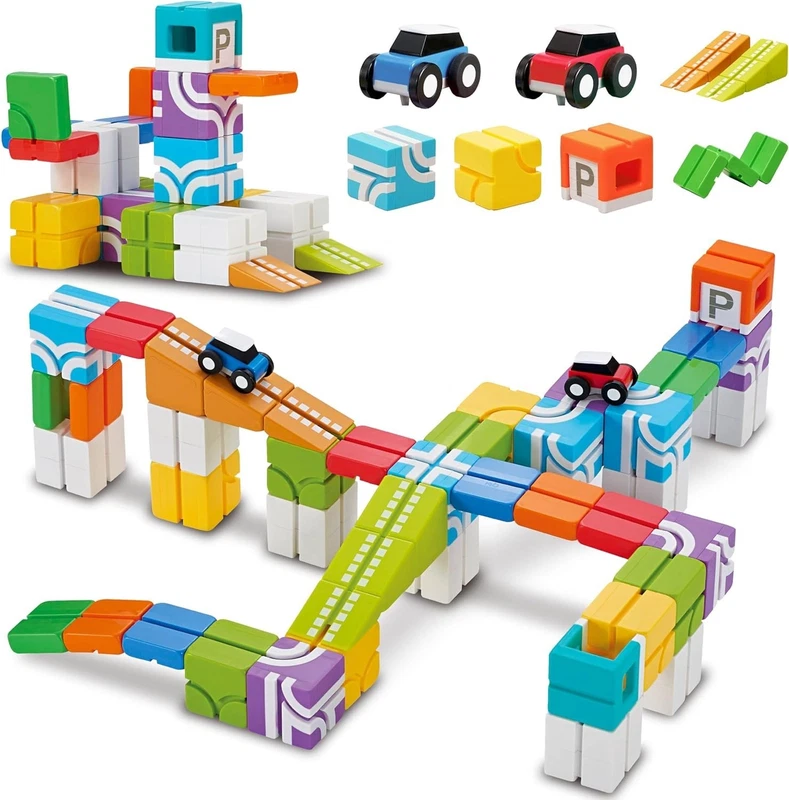 Magnetic Building Blocks Car Track 46 Piece Set