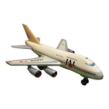 Vintage Japanese Tin Toy Plane JAL Jumbo Jet 747 Ichiko Showa Era