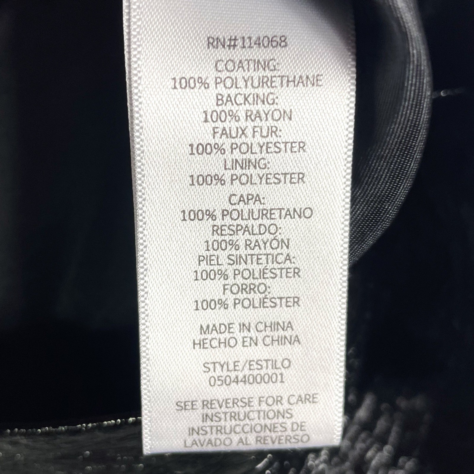 Love Whit Whitney Port Sherpa Collar Coat Black Faux Leather Blue Fur Trim Sz M