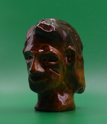 ''Hoplite With Scar'' - Experimental Original Clay Sculpture. Hand made & glazed.