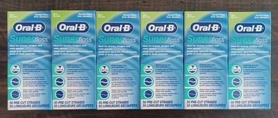 300 Oral-B Super Floss Pre-Cut Strands Dental Floss Mint, 50ct each  (Pack of 6)