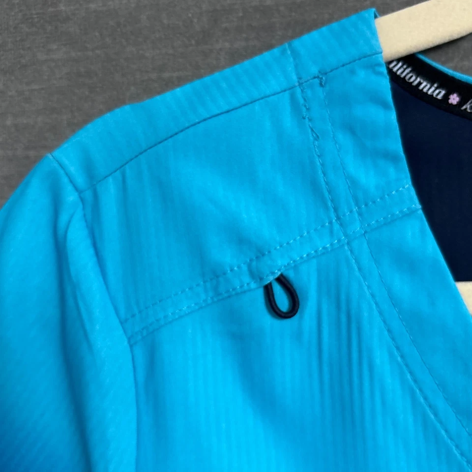 Koi Lite Scrub Top S SLIM FIT Navy Blue Ombre Stretch Pockets V Neck Bungee - Image 4 of 4