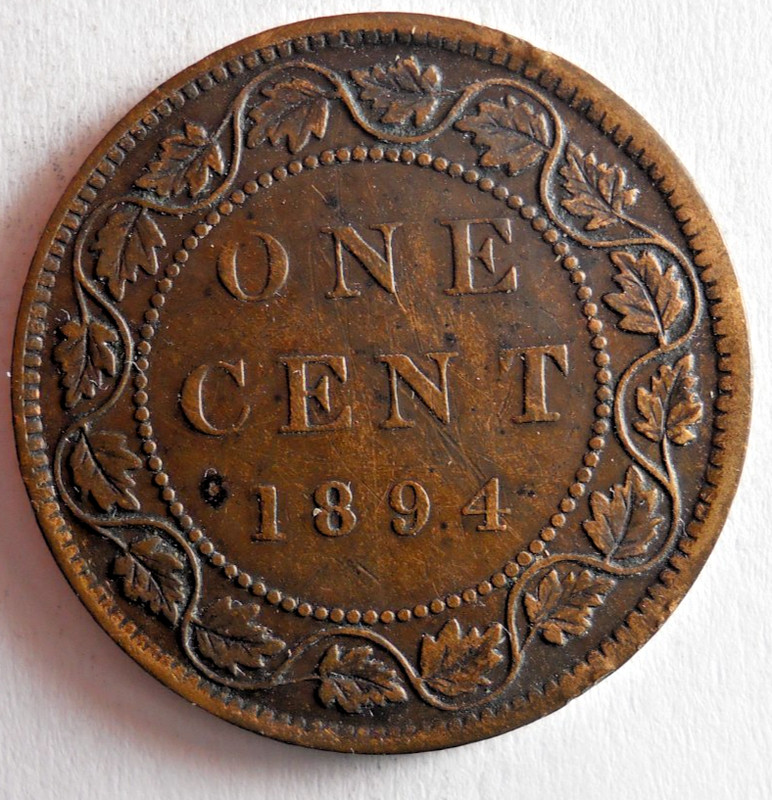 1894 CANADA CENT - AU Sharp - THIN 4 - Victorian Era Coin - Lot #U10
