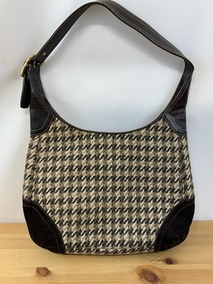 Authentic Coach Houndstooth Wool Shoulder Bag F10279 – Leather