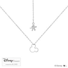 Collier Icône Mickey Mouse Disney K10 Or Blanc Femme Officiel