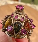 Antique 8K GOLD GEMSTONE PRINCESS HAREM RING RUBY EMERALD CITRINE Sz 5.25, 5g — photo 7