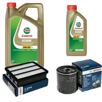 BOSCH Inspektionspaket 6L CASTROL EDGE 5W-30 C3 für Mazda 6 Kombi 2.2 D CX-5