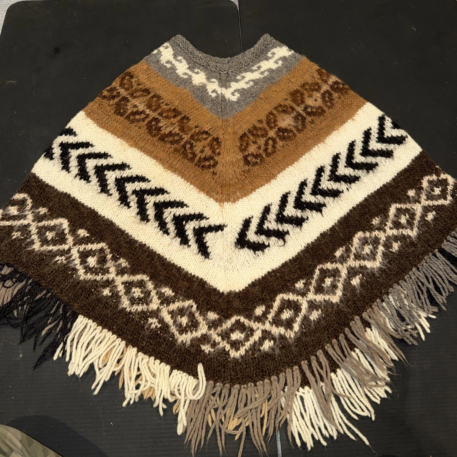 GAMBOA Woman Alpaca Wool Multicolor Poncho Made In Peru